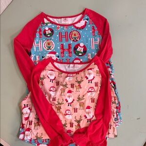 Ruffle Girl Festive Holiday Santa and Reindeer Kids Dresses, Nightgowns Bundle